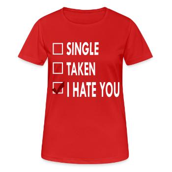 SINGLE HATE - T-shirt respirant Femme - rouge - Devant - AI Model Female 172 dark (172cm)