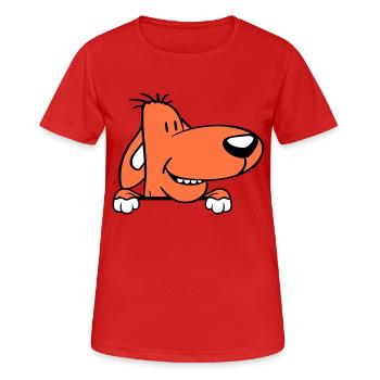 chien derrière le mur clôture signe peeps drôle coquin - T-shirt respirant Femme - rouge - Devant - AI Model Female 172 dark (172cm)
