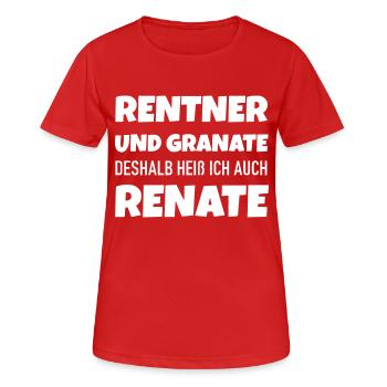 Rentner und Granate ist Renate - Frauen T-Shirt atmungsaktiv - Rot - Vorne - AI Model Female 172 dark (172cm)
