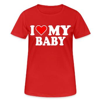 I love my baby - Frauen T-Shirt atmungsaktiv - Rot - Vorne - AI Model Female 172 dark (172cm)