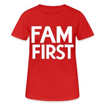 Fam First - Women's Breathable T-Shirt - red - Front - AI Model Female 172 dark (172cm)
