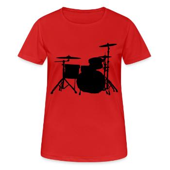 Drums Silhouette - Frauen T-Shirt atmungsaktiv - Rot - Vorne - AI Model Female 172 dark (172cm)