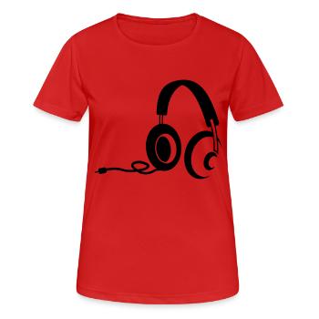 headphones - Women's Breathable T-Shirt - red - Front - AI Model Female 172 dark (172cm)