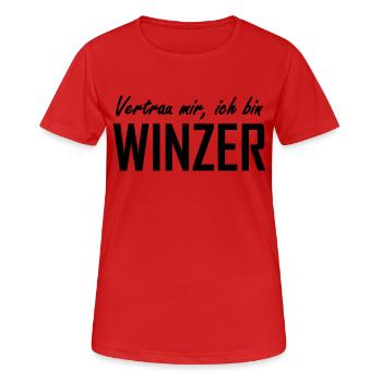 vertrau mir, ich bin winzer - Frauen T-Shirt atmungsaktiv - Rot - Vorne - AI Model Female 172 dark (172cm)