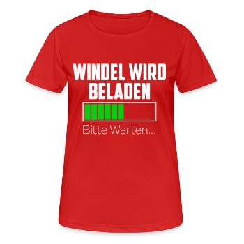 Baby Windel wird Beladen lustiger Spruch Schwanger - Frauen T-Shirt atmungsaktiv - Rot - Vorne - AI Model Female 172 dark (172cm)