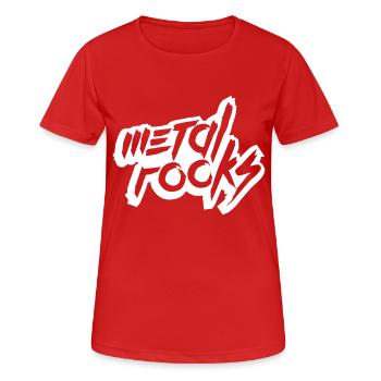 Heavy Metal Rocks Hard Rock Musik Text Spruch Logo - Frauen T-Shirt atmungsaktiv - Rot - Vorne - AI Model Female 172 dark (172cm)