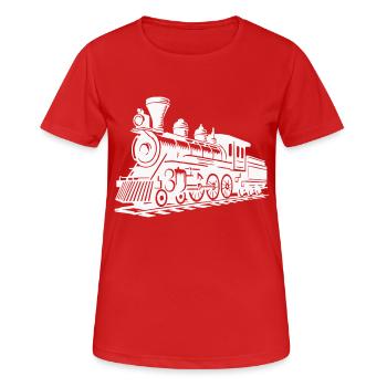 lokomotive zug - Frauen T-Shirt atmungsaktiv - Rot - Vorne - AI Model Female 172 dark (172cm)