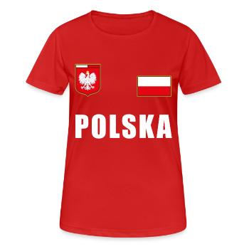 Poland Soccer T-Shirt Jersey Fanshirt Fans - Women's Breathable T-Shirt - red - Front - AI Model Female 172 dark (172cm)