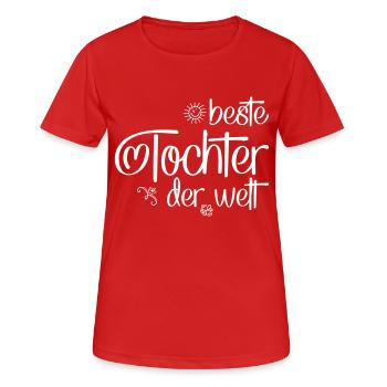 Tochter - Frauen T-Shirt atmungsaktiv - Rot - Vorne - AI Model Female 172 dark (172cm)