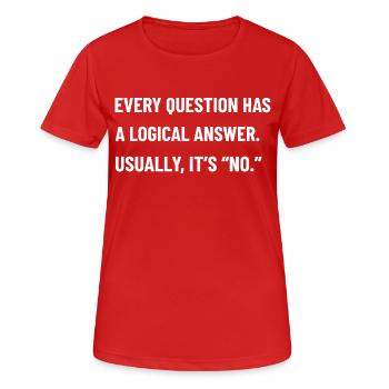 Cadeau de phrase de conception d’humour de vacances pour les fans de logique - T-shirt respirant Femme - rouge - Devant - AI Model Female 172 dark (172cm)