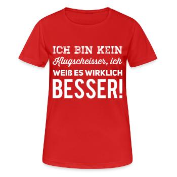 ich bin kein Klugscheisser - weiss - Frauen T-Shirt atmungsaktiv - Rot - Vorne - AI Model Female 172 dark (172cm)