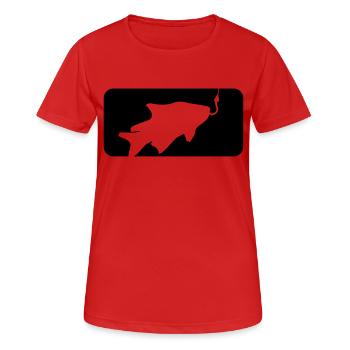 button sport logo caught fish fishing swim - Women's Breathable T-Shirt - red - Front - AI Model Female 172 dark (172cm)