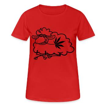 Schaf Hanf liegend - Frauen T-Shirt atmungsaktiv - Rot - Vorne - AI Model Female 172 dark (172cm)