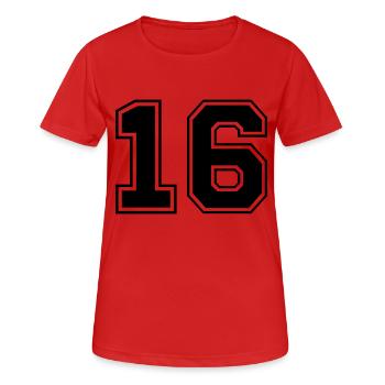 sechszehn - Frauen T-Shirt atmungsaktiv - Rot - Vorne - AI Model Female 172 dark (172cm)