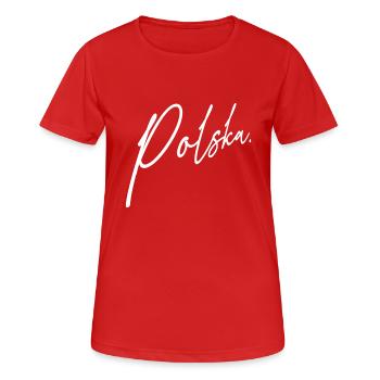 Polska Lettrage - Polen - Pologne - polnisch - T-shirt respirant Femme - rouge - Devant - AI Model Female 172 dark (172cm)