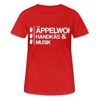 Äppelwoi, fromage à la main et de la musique - T-shirt respirant Femme - rouge - Devant - AI Model Female 172 dark (172cm)