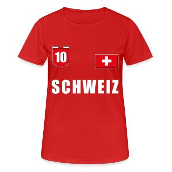 Switzerland Soccer T-Shirt Jersey Fanshirt Fans - Women's Breathable T-Shirt - red - Front - AI Model Female 172 dark (172cm)
