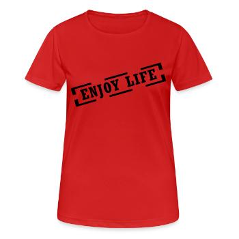 enjoy life - Women's Breathable T-Shirt - red - Front - AI Model Female 172 dark (172cm)