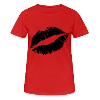 KISS - Frauen T-Shirt atmungsaktiv - Rot - Vorne - AI Model Female 172 dark (172cm)