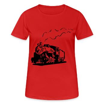 dampflok railroad locomotive romance - Women's Breathable T-Shirt - red - Front - AI Model Female 172 dark (172cm)