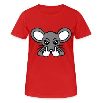 Mouse Nasty Angry Frustrated Aggressive Middle Finger - Women's Breathable T-Shirt - red - Front - AI Model Female 172 dark (172cm)