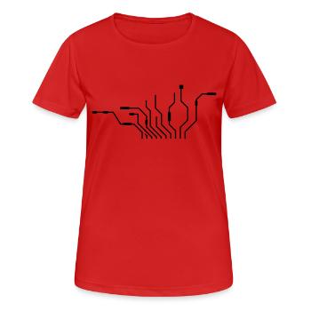pc leitungen prozessor cpu draht verkabelung compu - Frauen T-Shirt atmungsaktiv - Rot - Vorne - AI Model Female 172 dark (172cm)