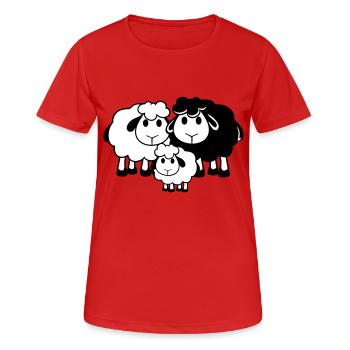 Family Sheep 3 Daddy Mom Parents Child Love Baby - Women's Breathable T-Shirt - red - Front - AI Model Female 172 dark (172cm)