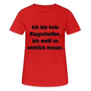 Klugscheißer - Frauen T-Shirt atmungsaktiv - Rot - Vorne - AI Model Female 172 dark (172cm)