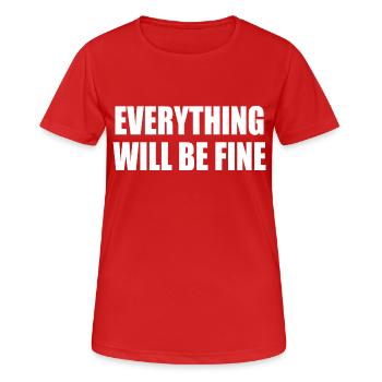 everything will be fine - T-shirt respirant Femme - rouge - Devant - AI Model Female 172 dark (172cm)