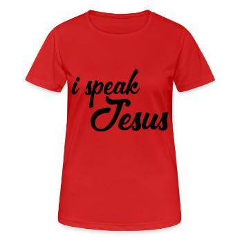 i speak jesus - Women's Breathable T-Shirt - red - Front - AI Model Female 172 dark (172cm)