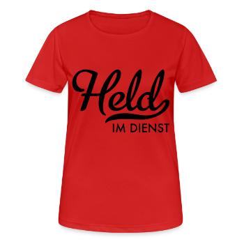 Held im Dienst - Frauen T-Shirt atmungsaktiv - Rot - Vorne - AI Model Female 172 dark (172cm)
