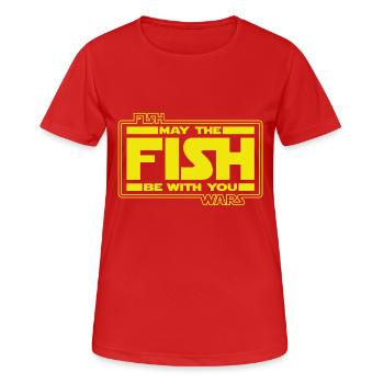 May the Fish be with YOU! (gelb/gelb) - Frauen T-Shirt atmungsaktiv - Rot - Vorne - AI Model Female 172 dark (172cm)