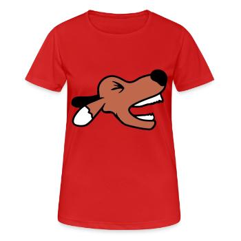 Chien, en colère, mordant, dangereux, aboiement, aboiement, fort, jappement - T-shirt respirant Femme - rouge - Devant - AI Model Female 172 dark (172cm)