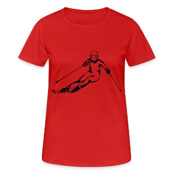 Vacances d'hiver de ski alpin course femme - T-shirt respirant Femme - rouge - Devant - AI Model Female 172 dark (172cm)