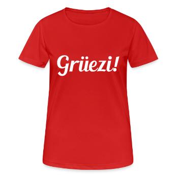 Grüezi - Schweiz - Switzerland - Swiss - Suisse - Frauen T-Shirt atmungsaktiv - Rot - Vorne - AI Model Female 172 dark (172cm)