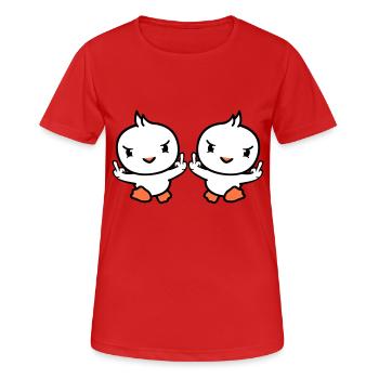 2 oiseaux Evil Middle Finger Show Bad Boys Running - T-shirt respirant Femme - rouge - Devant - AI Model Female 172 dark (172cm)