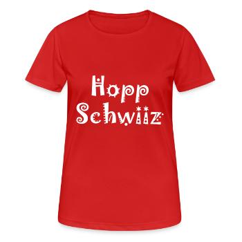 Hopp Schwiiz - Switzerland - Schweiz - Suisse - T-shirt respirant Femme - rouge - Devant - AI Model Female 172 dark (172cm)