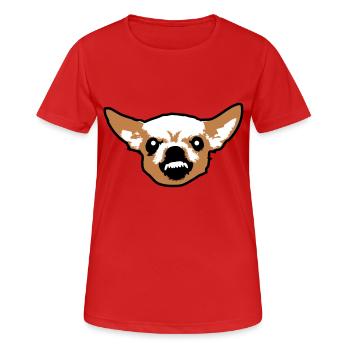 Chihuahua Petit Chien Méchant Crunch Colère Agaçante - T-shirt respirant Femme - rouge - Devant - AI Model Female 172 dark (172cm)