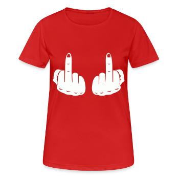mittelfinger hands - Frauen T-Shirt atmungsaktiv - Rot - Vorne - AI Model Female 172 dark (172cm)
