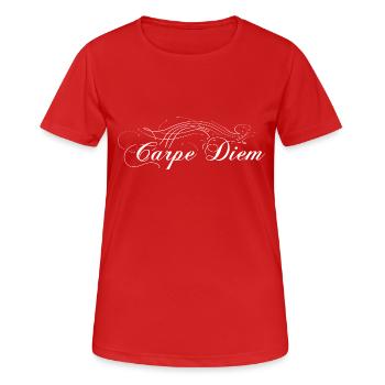 Carpe Diem orné de blanc - T-shirt respirant Femme - rouge - Devant - AI Model Female 172 dark (172cm)