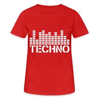 Techno Love Equalizer Waves Musique Fête Logo - T-shirt respirant Femme - rouge - Devant - AI Model Female 172 dark (172cm)