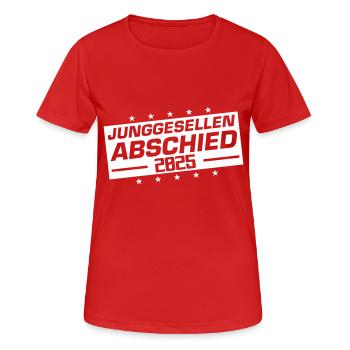 Junggesellenabschied 2025 - Frauen T-Shirt atmungsaktiv - Rot - Vorne - AI Model Female 172 dark (172cm)