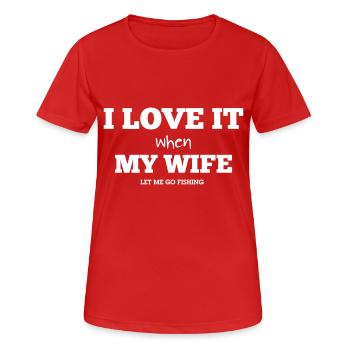 Angler fishing fisherman saying fishing - Women's Breathable T-Shirt - red - Front - AI Model Female 172 dark (172cm)