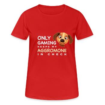 Drôle, Le jeu garde l’aggromone à distance, Anglais - T-shirt respirant Femme - rouge - Devant - AI Model Female 172 dark (172cm)