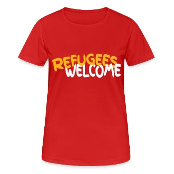 Accueil des réfugiés - T-shirt respirant Femme - rouge - Devant - AI Model Female 172 dark (172cm)