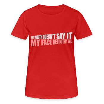 Mon visage le fera certainement - T-shirt respirant Femme - rouge - Devant - AI Model Female 172 dark (172cm)
