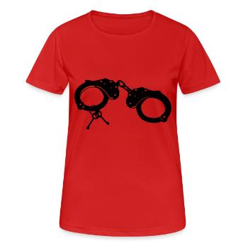 Handschellen - Junggesellenabschied - Frauen T-Shirt atmungsaktiv - Rot - Vorne - AI Model Female 172 dark (172cm)