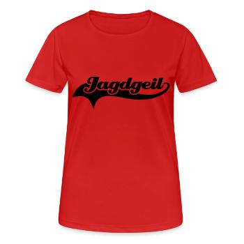 jagdgeil_ii - Frauen T-Shirt atmungsaktiv - Rot - Vorne - AI Model Female 172 dark (172cm)