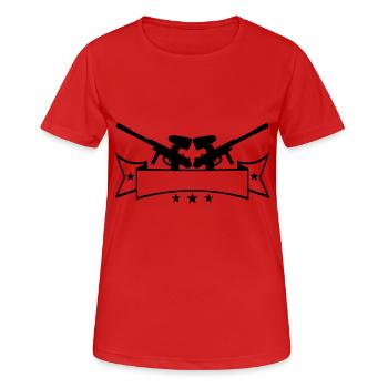 schreiben banner text 2 waffen zielen paintball sp - Frauen T-Shirt atmungsaktiv - Rot - Vorne - AI Model Female 172 dark (172cm)