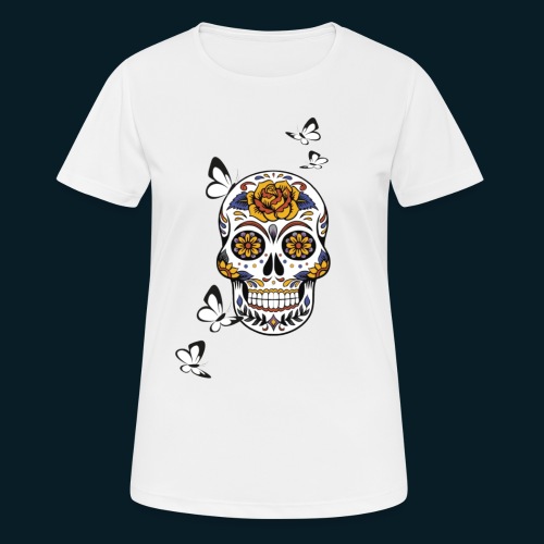 Totenkopf mit Schmetterlingen - Frauen T-Shirt atmungsaktiv